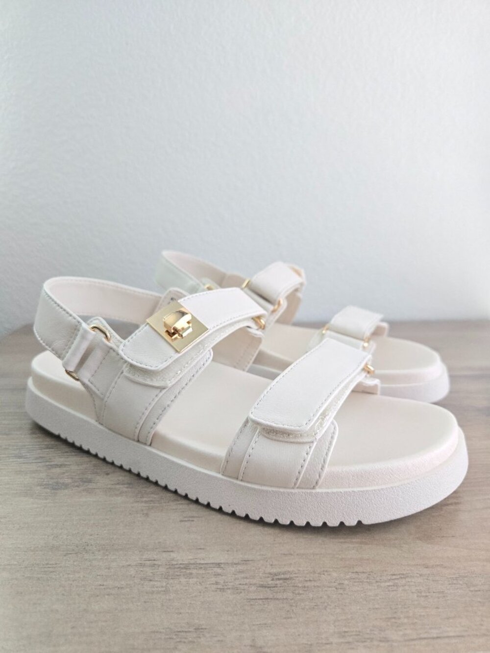 Steve Madden Women's Mona Slingback Footbed Sandals Bone Leather Size 9.5M